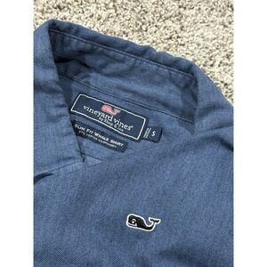 Vineyard Vines Mens Small Blue Slim Fit Whale Shirt Long Sleeve Button Down